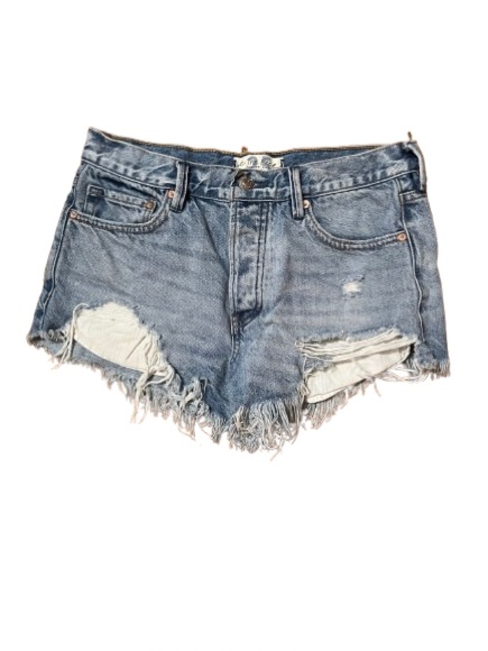 We The Free Distressed Button Fly Denim Shorts - Light Blue Size 25